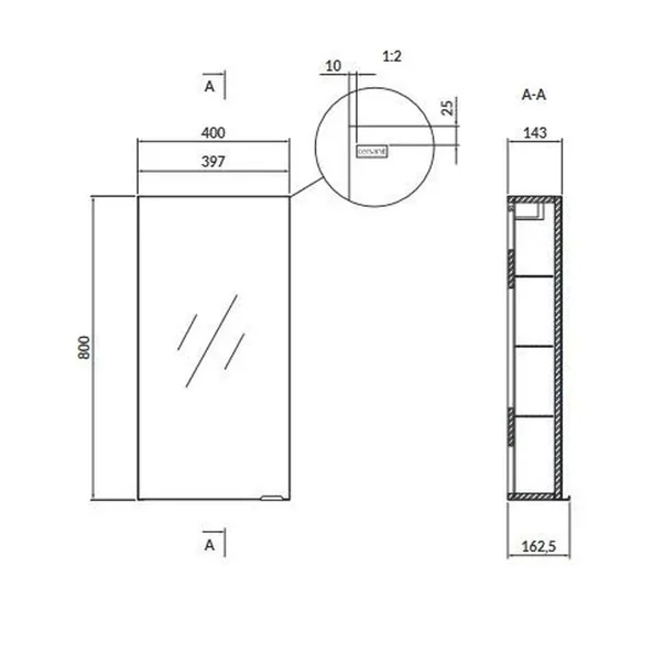 Dulap cu oglinda suspendat alb Cersanit Larga 40 cm [2]