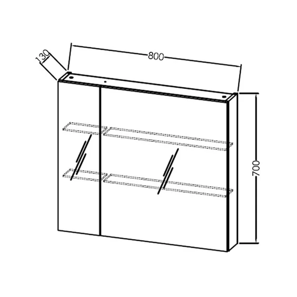 Dulap cu oglinda suspendat KolpaSan Naomi finisaj lemn 2 usi 80 cm [4]