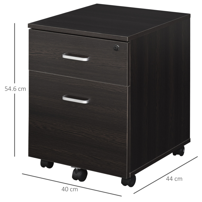  Dulap cu Sertare pentru birou, 2 sertare si 5 roti, usor de mutat, 40x44x54.6cm [3]