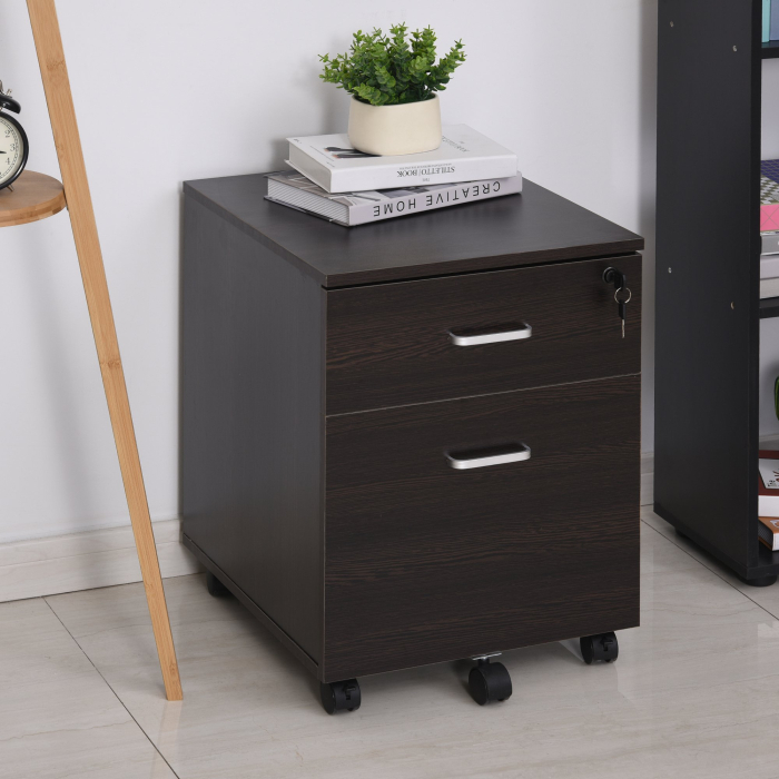  Dulap cu Sertare pentru birou, 2 sertare si 5 roti, usor de mutat, 40x44x54.6cm [2]