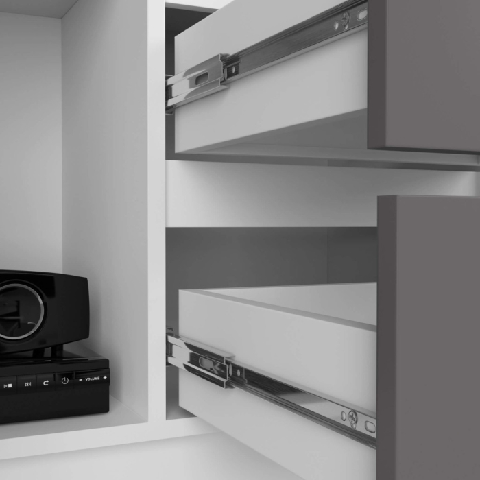 Dulap cu usa, 2 sertare si 7 rafturi, PAL laminat 16 mm, 80x35x180 cm, alb si gri [4]