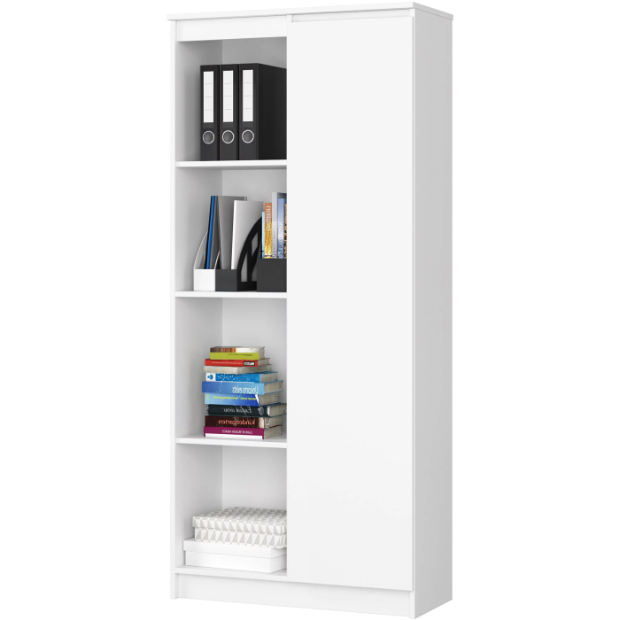 Dulap cu usa si 8 etajere, PAL laminat 16 mm, 80x35x180 cm, alb [7]