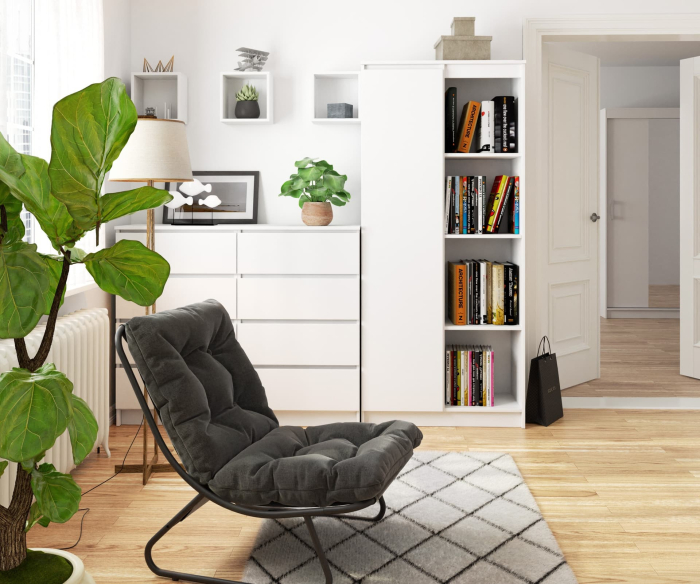 Dulap cu usa si 8 etajere, PAL laminat 16 mm, 80x35x180 cm, alb [2]