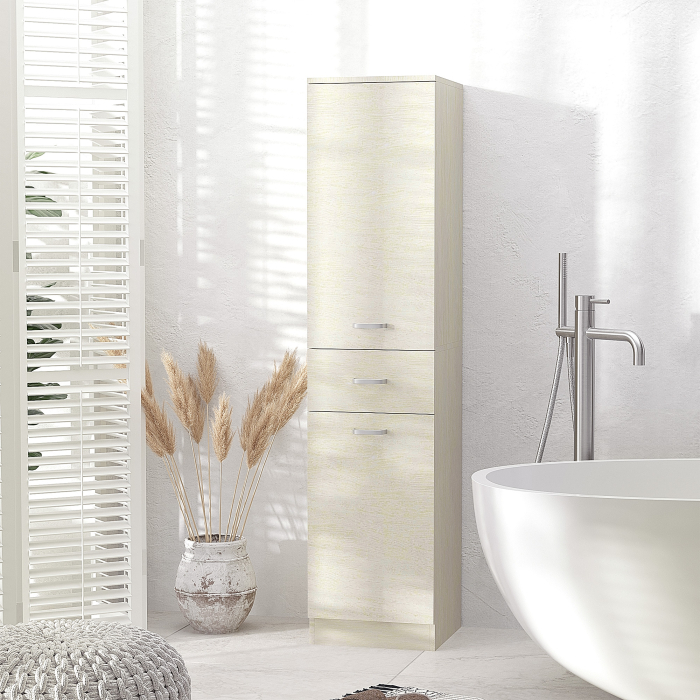  Dulap de baie 150 cm - Lemn cu Sertar si Raft Reglabil [2]