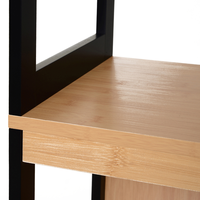  Dulap de baie cu 2 sertare si 3 compartimente deschise, mobilier baie din lemn MDF si bambus 30x30x144,3 cm, culoare lemnului [9]