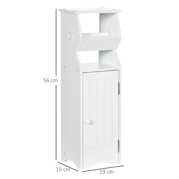  Dulap de Baie cu Economie de Spatiu din MDF Alb cu Compartiment pentru Hartia Igienica si Dulapior, 19x15x56 cm [3]