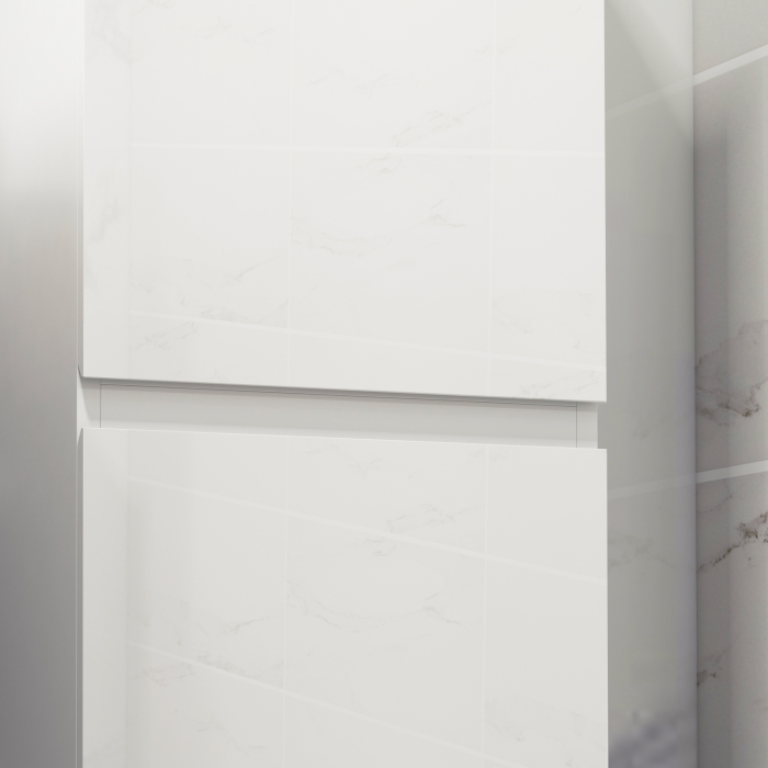 , Dulap de baie, cu Finisaj Lucios, Panou de PAL, 35x25x120 cm, Alb [9]