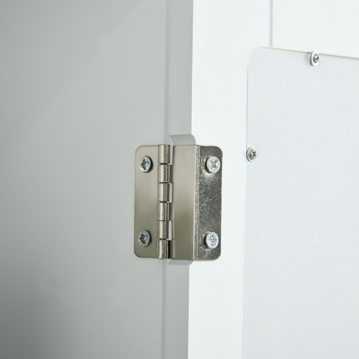  Dulap de Baie cu Oglinda - Dulap cu Oglinda - Dulap pentru WC - 1 Usa, 2 Rafturi - MDF Alb si Sticla [9]