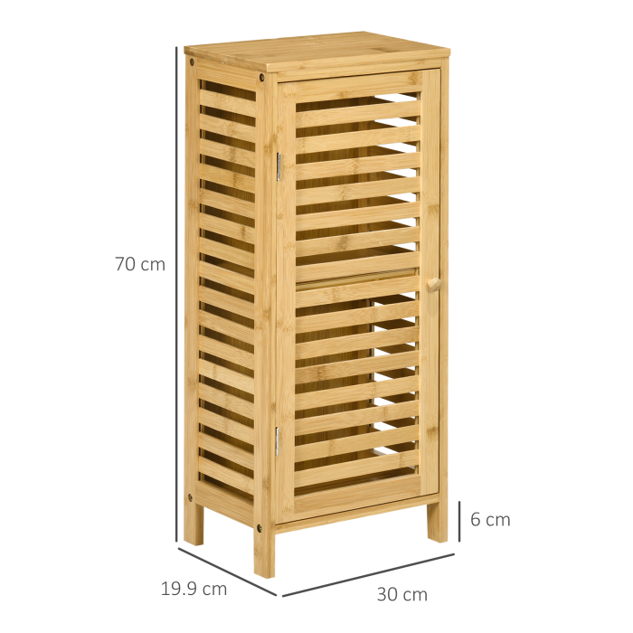  Dulap de Baie din Bambus cu Raft Interior Reglabil, 30x19,9x70 cm, Culoare Lemn [3]