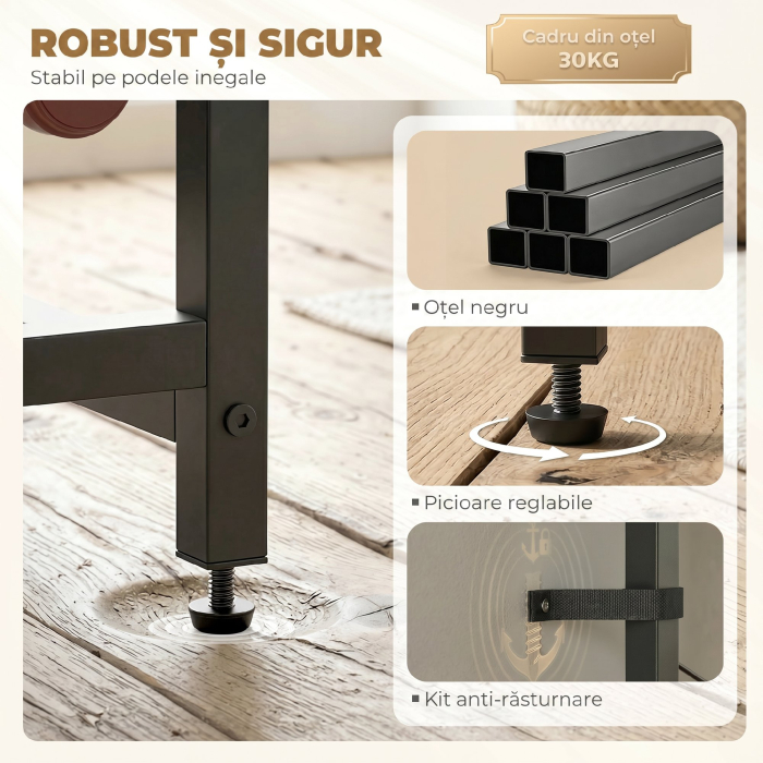  Dulap de Bar, Mobilier de Bar cu Sertar si Suport pentru Pahare, Maro Rustic [7]