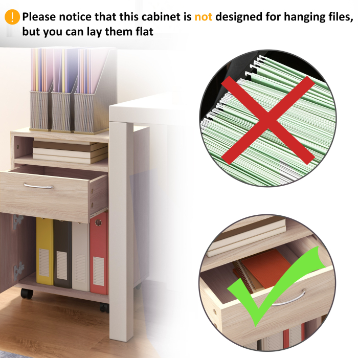  Dulap de Birou cu 4 Roti, Raft Deschis, 2 Sertare, Mobilier de Birou din Lemn si Metal, 40x35x60 cm, Lemn Natural [7]