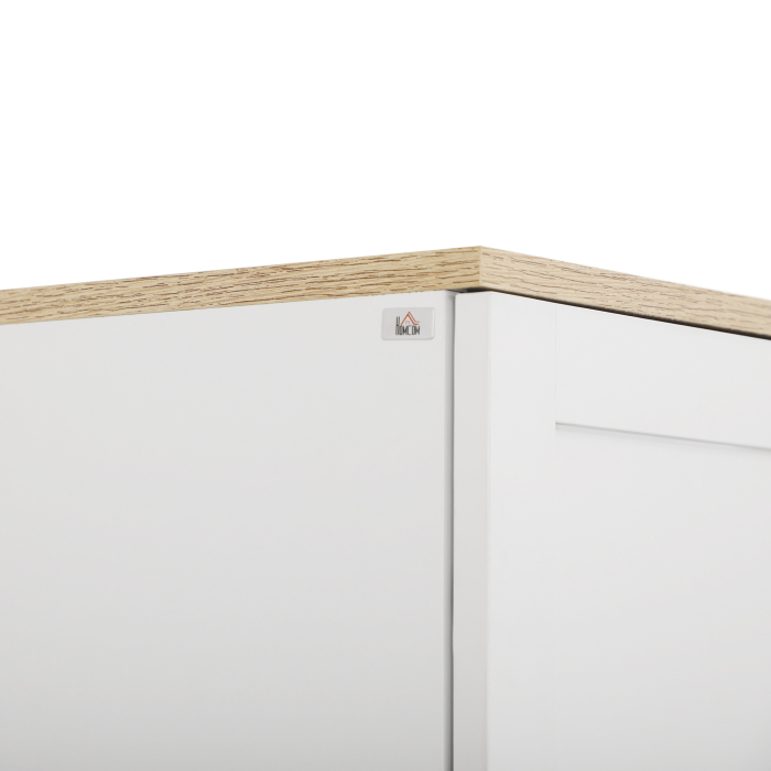  Dulap de Bucatarie din Lemn cu 5 Rafturi Reglabile si 4 Usi, 60x30x170.5 cm, Alb si culoare Lemn [8]