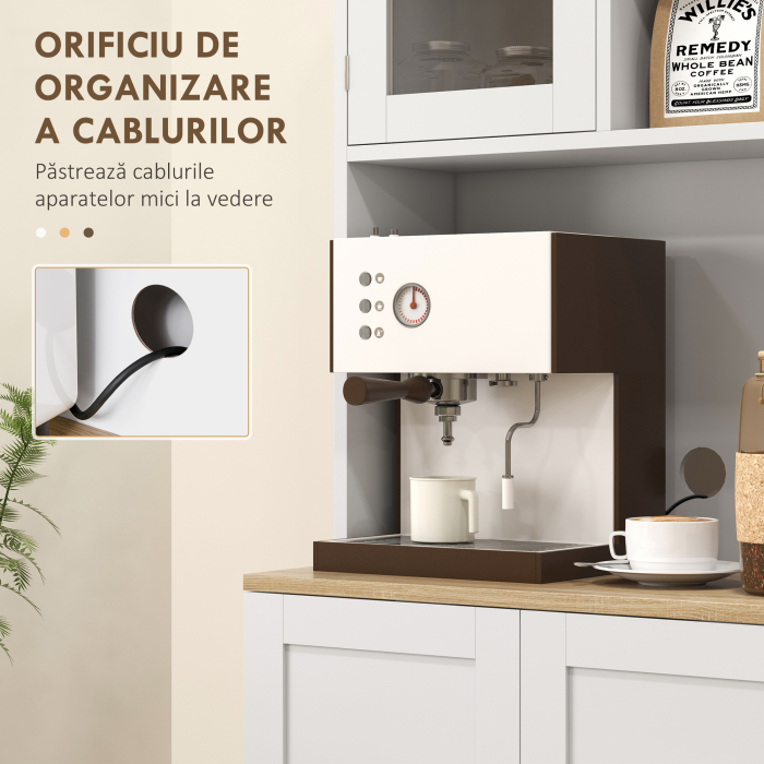  Dulap de Bucatarie pentru Cuptor cu Microunde cu Rafturi Deschise si Dulap cu Suport pentru Condimente, 60x35x169 cm, Alb [6]