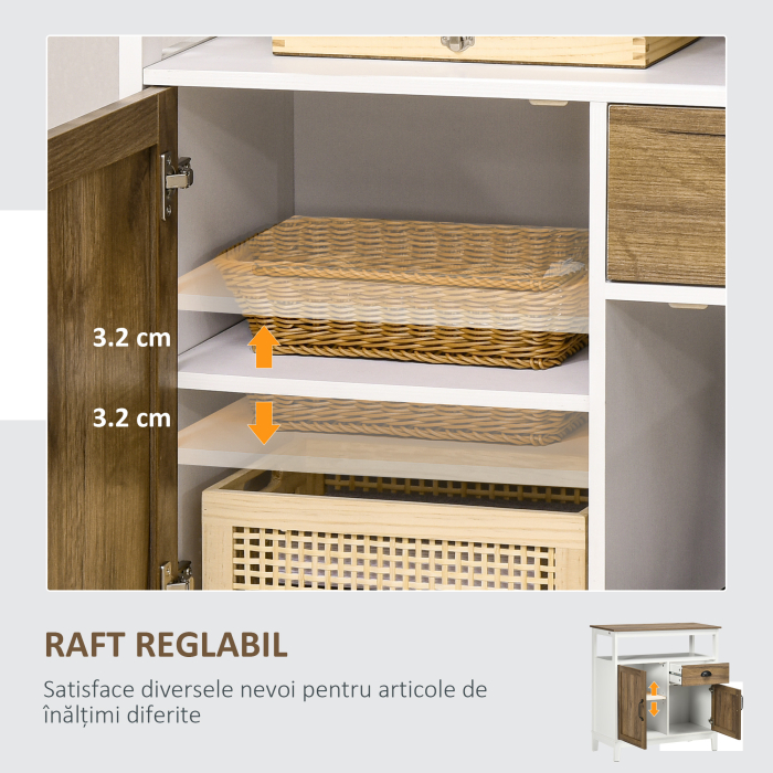  Dulap de bucatarie rustic cu dulapuri si sertar, 76,6x 35x 81,5cm, alb si maro [6]
