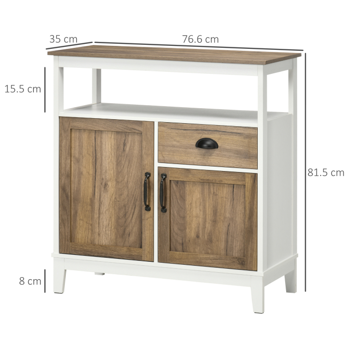  Dulap de bucatarie rustic cu dulapuri si sertar, 76,6x 35x 81,5cm, alb si maro [3]