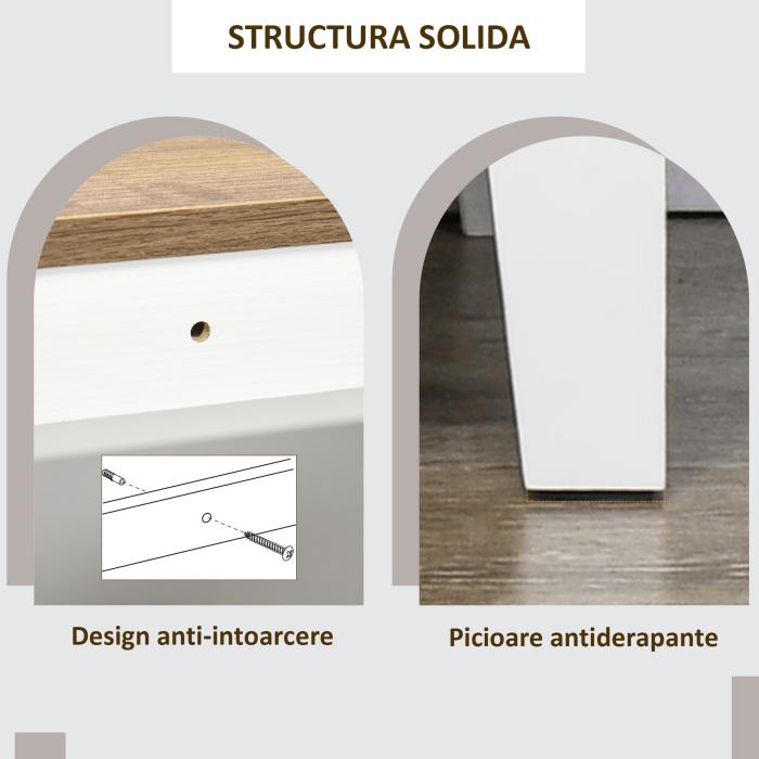  Dulap de bucatarie rustic cu dulapuri si sertar, 76,6x 35x 81,5cm, alb si maro [7]