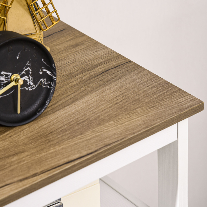  Dulap de bucatarie rustic cu dulapuri si sertar, 76,6x 35x 81,5cm, alb si maro [9]