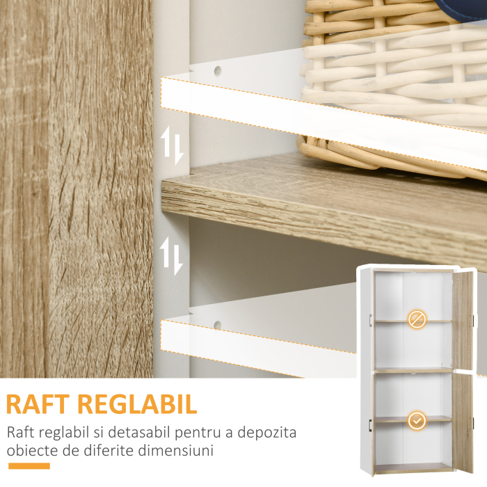  Dulap de Depozitare 4 Usi si 4 Rafturi Reglabile 80x40x182 cm⁠ - Crem/Alb [5]