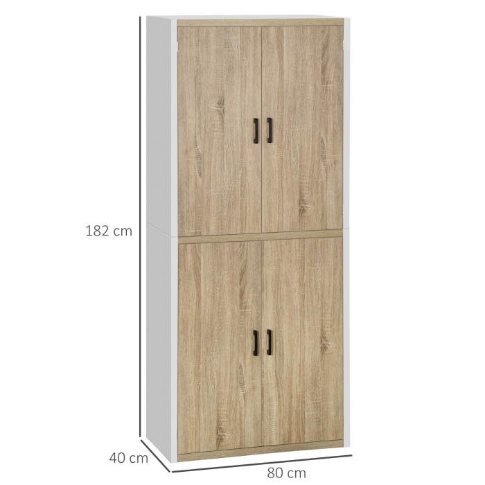  Dulap de Depozitare 4 Usi si 4 Rafturi Reglabile 80x40x182 cm⁠ - Crem/Alb [3]