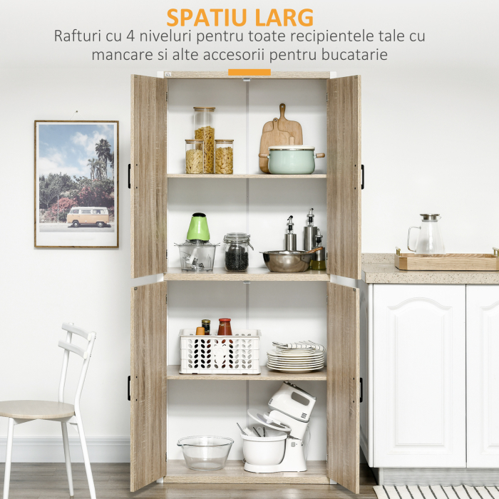 Dulap de Depozitare 4 Usi si 4 Rafturi Reglabile 80x40x182 cm⁠ - Crem/Alb [4]