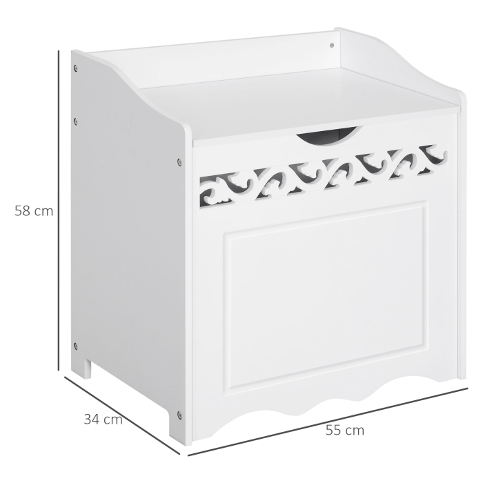  Dulap de depozitare alb cu model sculptat - mobilier pentru lenjerii, haine si jucarii 55×34×58 cm [3]