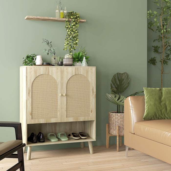  Dulap de depozitare Boho cu usi decorative din ratan [2]
