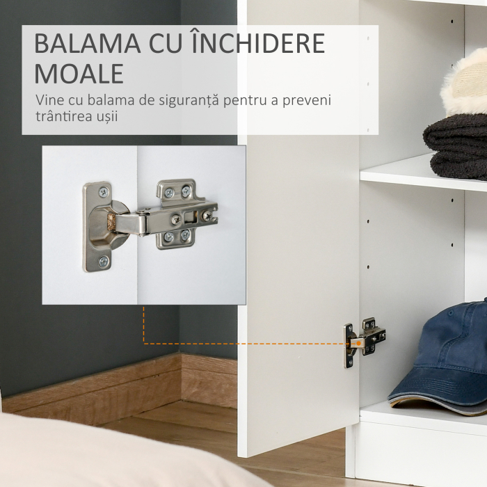  Dulap de depozitare, cu 2 compartimente si rafturi reglabile pentru dormitor living birou, 59×31×155 cm [7]