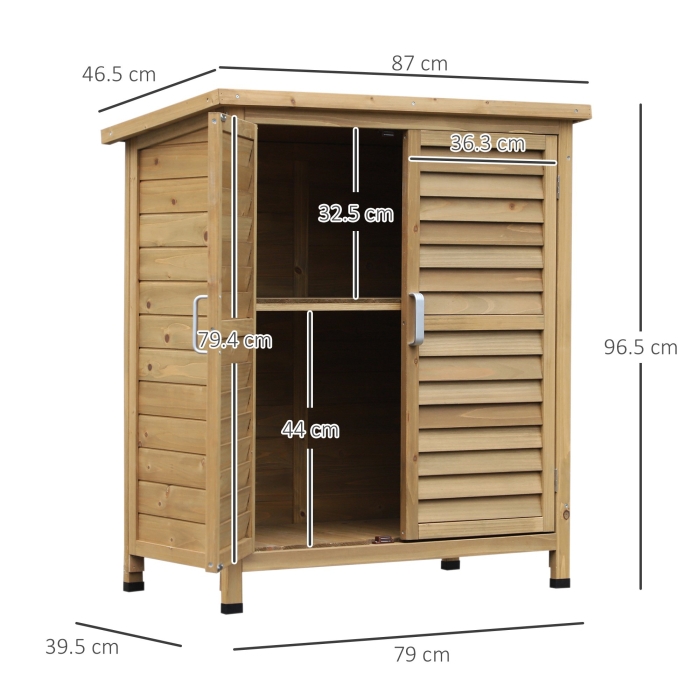  Dulap de gradina din lemn de brad cu acoperis din bitum impermeabil, 87x46.5x96.5cm [3]