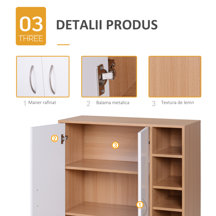  Dulap de Perete 2 Usi - Lemn cu Rafturi Reglabile 80×32×90,5 cm [7]