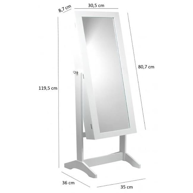 Dulap de toaleta cu oglinda si spatiu de depozitare bijuterii, 35x120cm, alb [7]