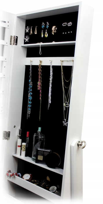 Dulap de toaleta cu oglinda si spatiu de depozitare bijuterii, 41x147cm, alb [4]