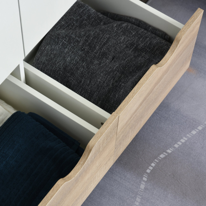  Dulap Elegant 2 Sertare & Raft pentru Haine - Alb [9]