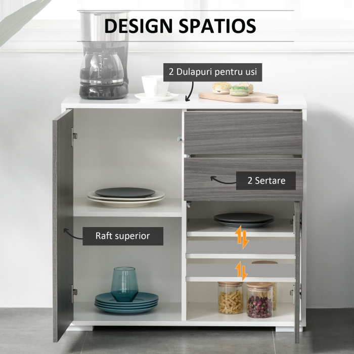  Dulap Gri Multiuz - Sertare & Compartimente cu Apasare [4]