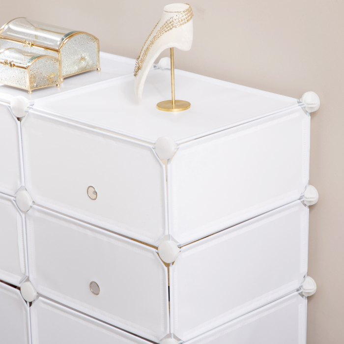  Dulap Haine Dulap Pantofi Modular din Plastic 6 Cuburi Alb, 75x37x73cm [8]