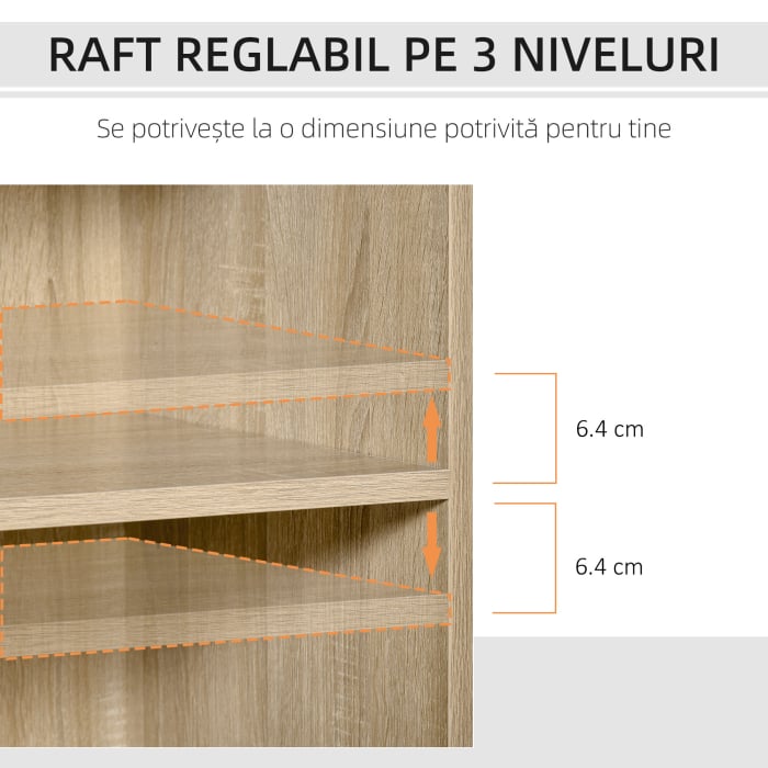  Dulap Imprimanta Birou Multifunctional 80x40x72 cm, Dulap Joasa cu Sertare, Rafturi, 4 Roti, Culoare Stejar [4]