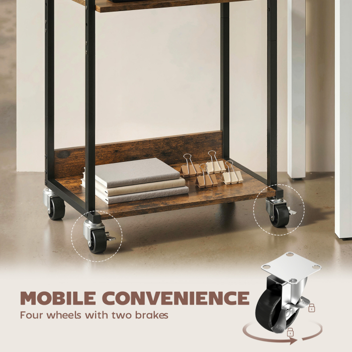  Dulap Imprimanta Industrial 3 Niveluri, Roti si Carlige, Maro Rustic. [5]