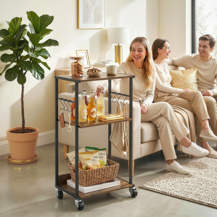  Dulap Imprimanta Industrial 3 Niveluri, Roti si Carlige, Maro Rustic. [9]