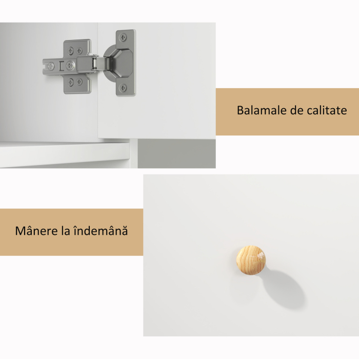  Dulap inalt Baie - Alb, Cu Sertar & Rafturi Deschise, 178 cm [7]