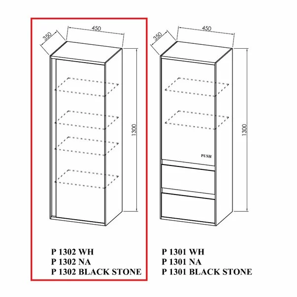Dulap inalt suspendat cu usa KolpaSan Pandora mdf negru 130x45 cm [2]