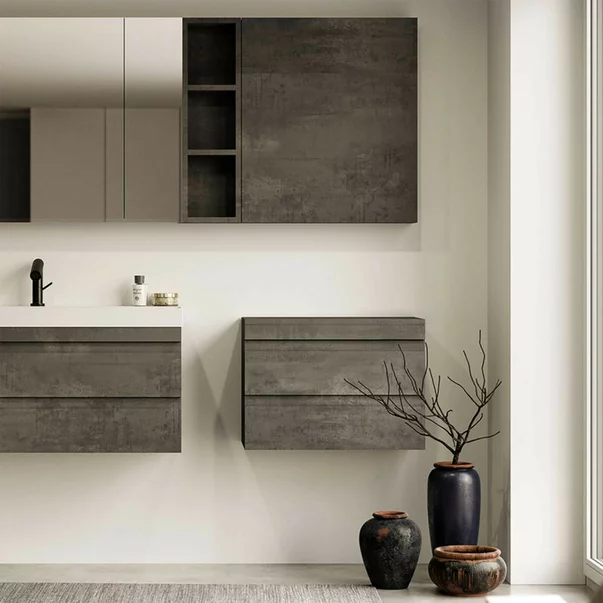 Dulap mediu suspendat KolpaSan Naomi slim gri antracit 2 sertare 60 cm [3]