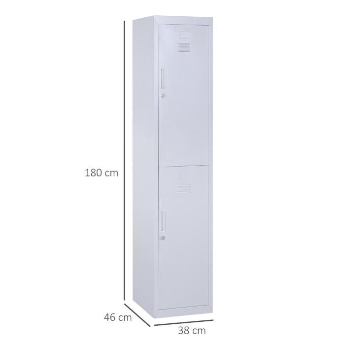  Dulap Metalic Haine - 4 Rafturi, 2 Usi, Gri 38×46×180 cm [3]