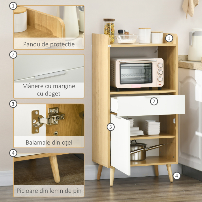  Dulap Microunde - Cu Sertar & Raft, Spatiu Organizare Bucatarie [6]