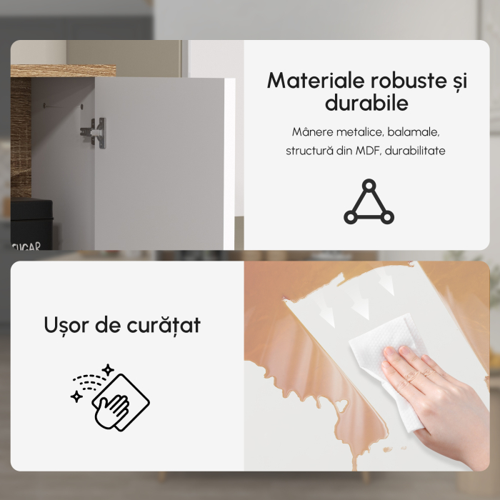  Dulap Modern 180 cm - Cu Usi, Sertare si Rafturi de Depozitare [8]