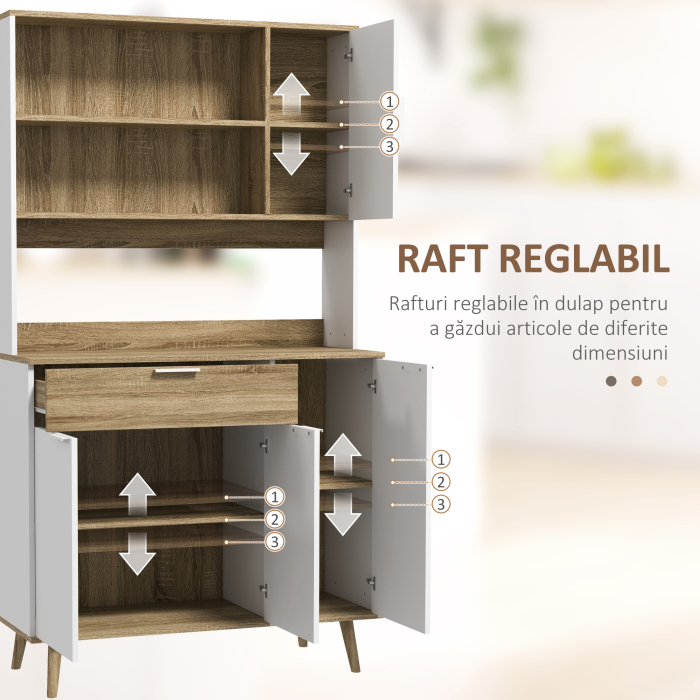  Dulap Modern 180 cm - Cu Usi, Sertare si Rafturi de Depozitare [6]
