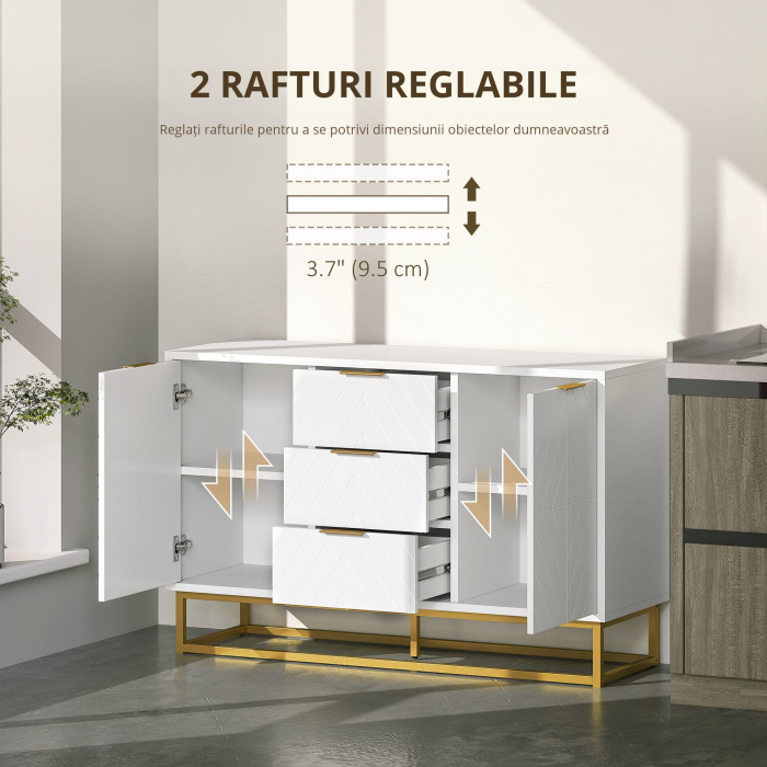  Dulap Modern Alb Dulap Jos Bufet pentru Bucatarie cu 3 Sertare si 2 Usi [6]