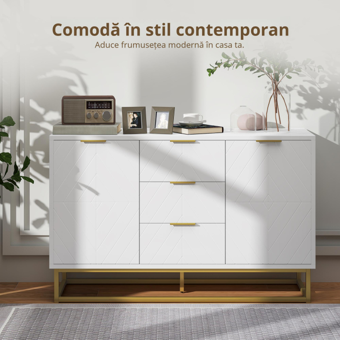  Dulap Modern Alb Dulap Jos Bufet pentru Bucatarie cu 3 Sertare si 2 Usi [7]