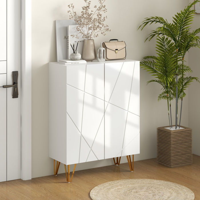  Dulap modern pentru pantofi, 15-20 perechi, cu rafturi reglabile si inchidere amortizata, 72x31.5x95 cm, alb [2]