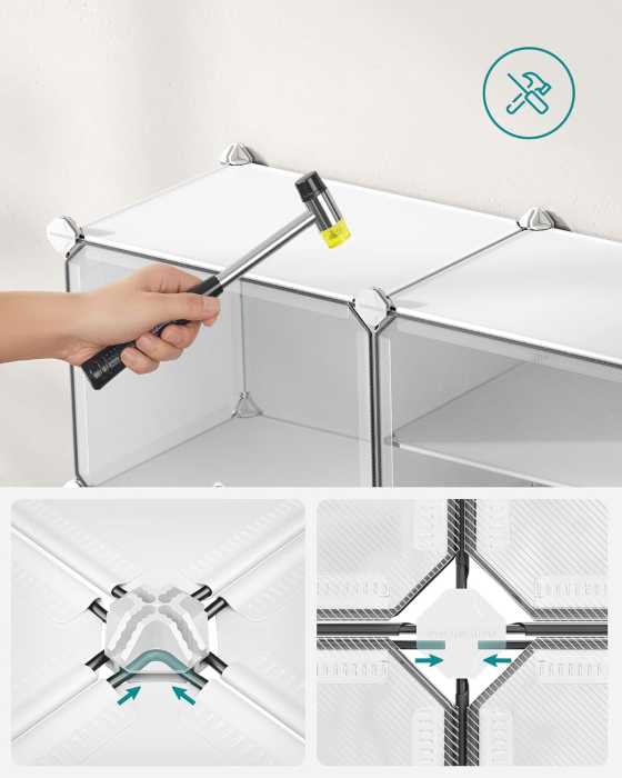 Dulap modular pantofi cu 10 compartimente, cu usi transparente, 83x32x156 cm, alb [10]