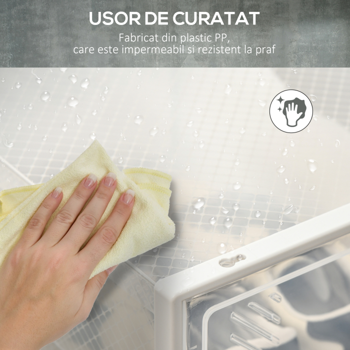 Dulap Modular pentru Pantofi cu 8 Cuburi de Depozitare si Usa Magnetica, din PP, 25x35x19 cm, Alb si Transparent [7]