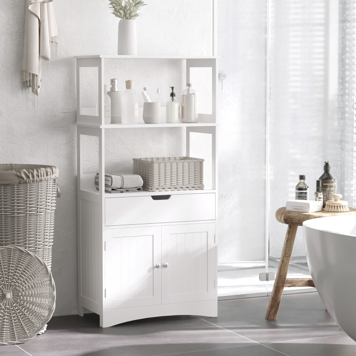  Dulap multifunctional cu rafturi, MDF, 60x33x122.5 cm, Alb [2]
